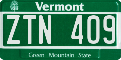 VT license plate ZTN409