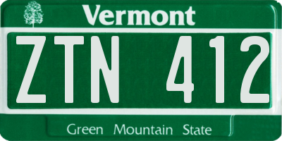 VT license plate ZTN412