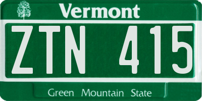 VT license plate ZTN415