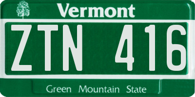 VT license plate ZTN416