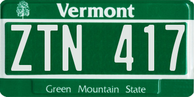 VT license plate ZTN417