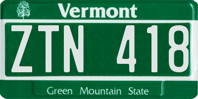 VT license plate ZTN418
