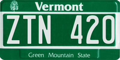 VT license plate ZTN420