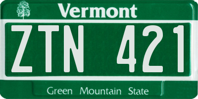 VT license plate ZTN421