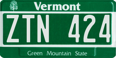 VT license plate ZTN424
