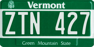 VT license plate ZTN427