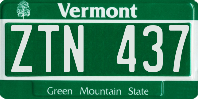 VT license plate ZTN437