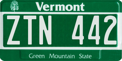 VT license plate ZTN442