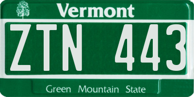 VT license plate ZTN443