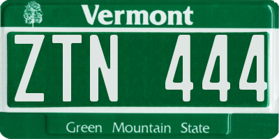 VT license plate ZTN444