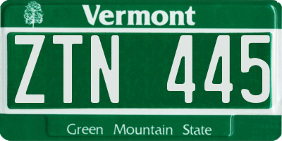 VT license plate ZTN445