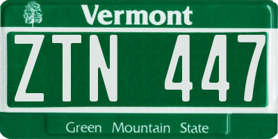 VT license plate ZTN447