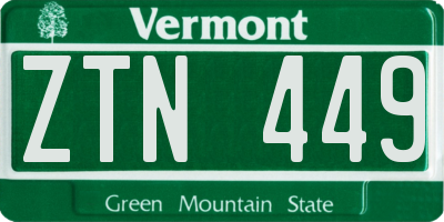 VT license plate ZTN449