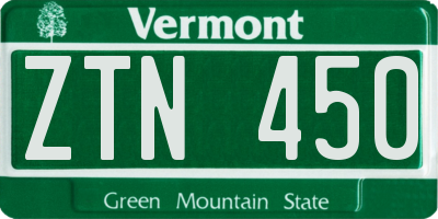 VT license plate ZTN450