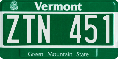 VT license plate ZTN451