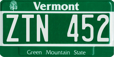 VT license plate ZTN452