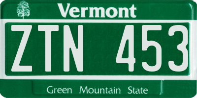 VT license plate ZTN453