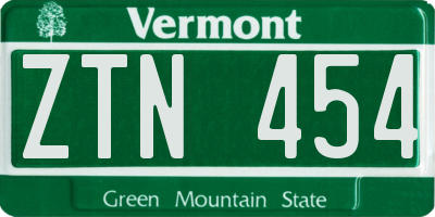 VT license plate ZTN454