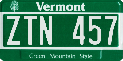 VT license plate ZTN457