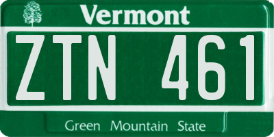VT license plate ZTN461