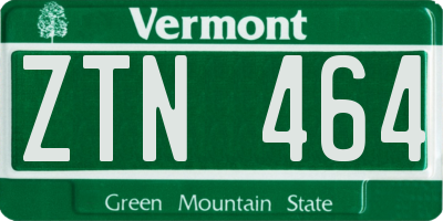VT license plate ZTN464