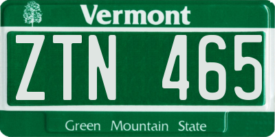 VT license plate ZTN465