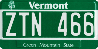 VT license plate ZTN466