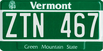 VT license plate ZTN467