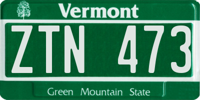 VT license plate ZTN473