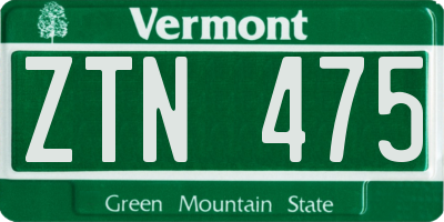 VT license plate ZTN475