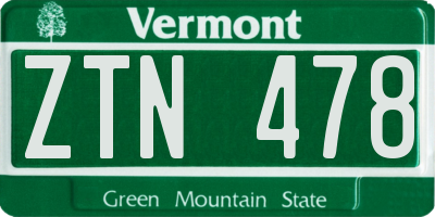 VT license plate ZTN478