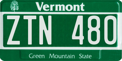 VT license plate ZTN480