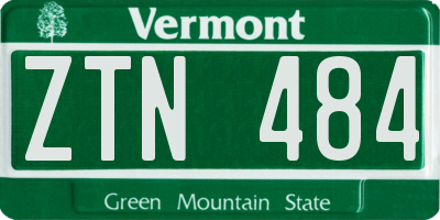VT license plate ZTN484