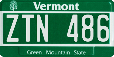 VT license plate ZTN486