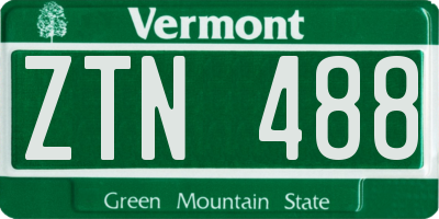 VT license plate ZTN488