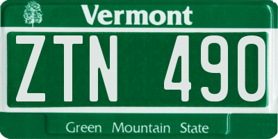 VT license plate ZTN490