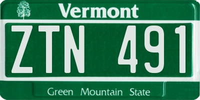 VT license plate ZTN491