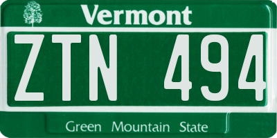 VT license plate ZTN494