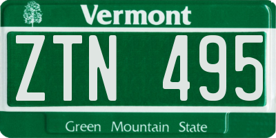 VT license plate ZTN495