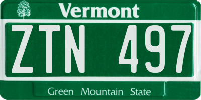 VT license plate ZTN497