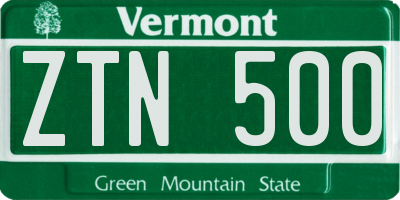 VT license plate ZTN500
