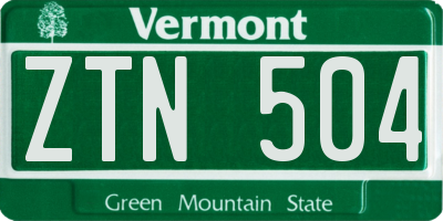 VT license plate ZTN504