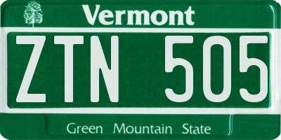 VT license plate ZTN505