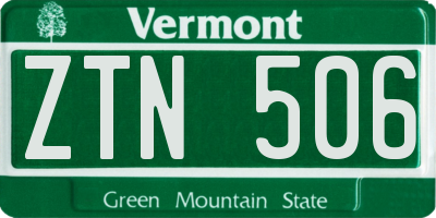 VT license plate ZTN506