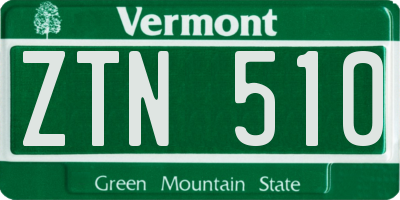 VT license plate ZTN510
