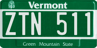 VT license plate ZTN511