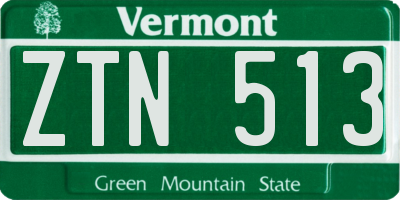 VT license plate ZTN513