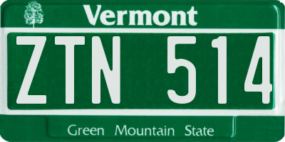 VT license plate ZTN514