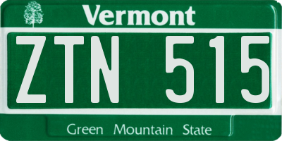 VT license plate ZTN515