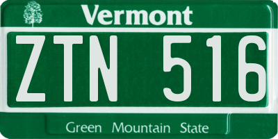 VT license plate ZTN516